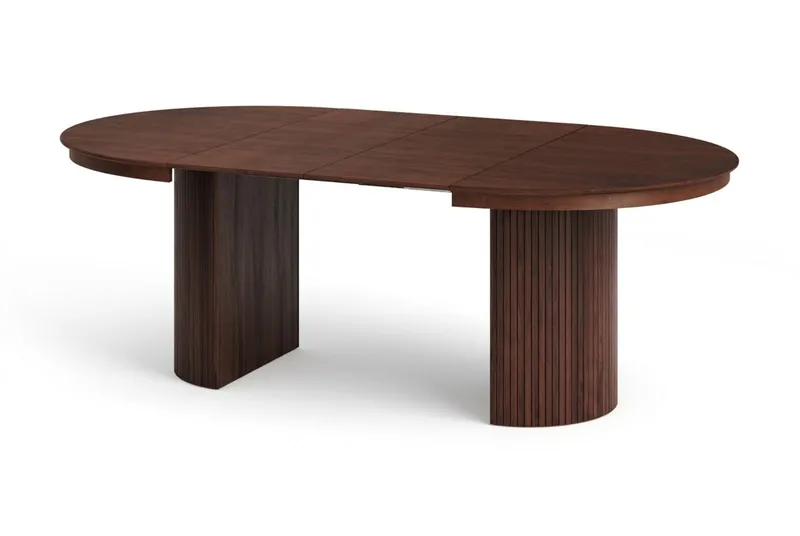Kopparbo Förlängningsbart runt 120-220 cm Valnöt med 4 Berit Matstolar - Valnöt - Möbler - Matplats - Matgrupp & matbord med stolar