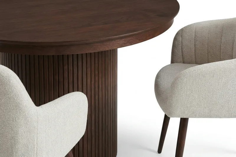 Kopparbo Förlängningsbart runt 120-220 cm Valnöt med 4 Filippa Matstolar - Valnöt - Möbler - Matplats - Matgrupp & matbord med stolar