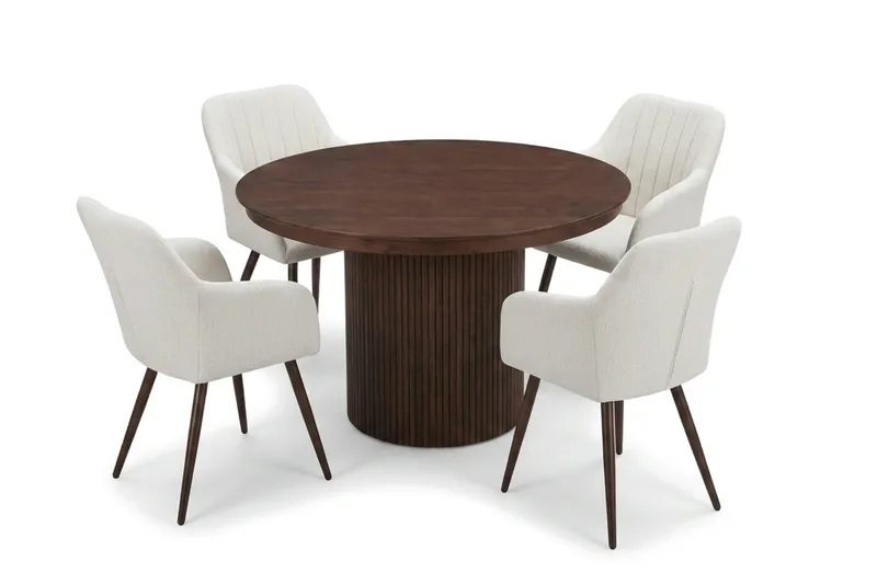 Kopparbo Förlängningsbart runt 120-220 cm Valnöt med 4 Filippa Matstolar - Valnöt - Möbler - Matplats - Matgrupp & matbord med stolar