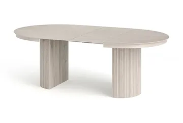 Kopparbo Förlängningsbart runt 120-220 cm Vitlaserad med 4 Lucy Matstolar - Vitlaserad/Vit - Möbler - Matplats - Matgrupp & matbord med stolar