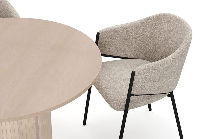 Kopparbo Matbord 106 cm med 4 Filip Matstolar - White / Taupe Bouclé - Möbler - Matplats - Matgrupp & matbord med stolar
