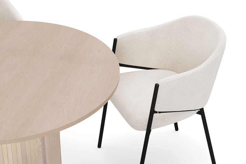 Kopparbo Matbord 106 cm med 4 Filip Matstolar - White / Vit Bouclé - Möbler - Matplats - Matgrupp & matbord med stolar
