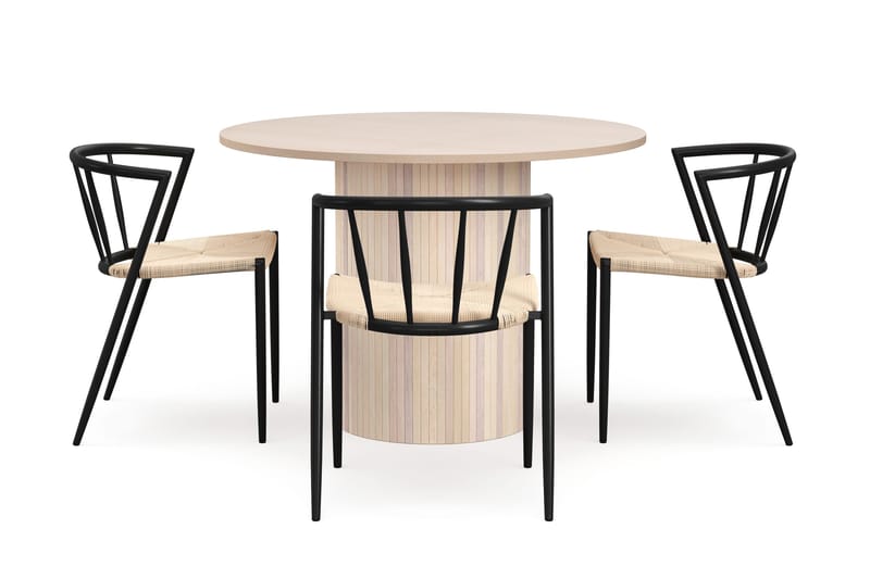 Kopparbo Matbord 106 cm med 4 Winston Matstolar - White / Beige / Metallben Svart - Möbler - Matplats - Matgrupp & matbord med stolar