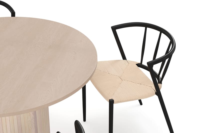 Kopparbo Matbord 106 cm med 4 Winston Matstolar - White / Beige / Metallben Svart - Möbler - Matplats - Matgrupp & matbord med stolar