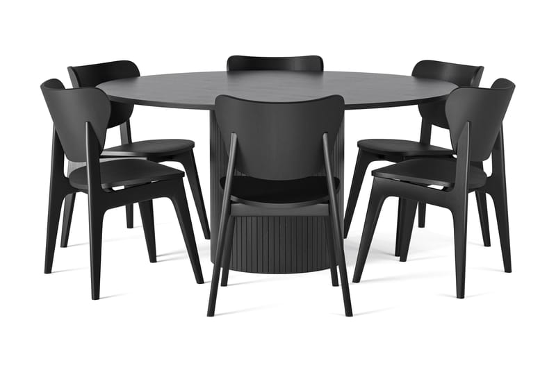 Kopparbo Matbord 150cm med 6 st HULSIG Matstol Svart - Möbler - Matplats - Matgrupp & matbord med stolar