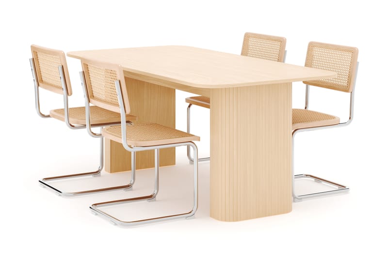 Kopparbo Matbord 160-220 cm Förlängningsbart med 4 st Build Matstolar - Vit - Möbler - Matplats - Matgrupp & matbord med stolar