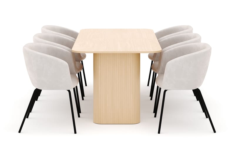 Kopparbo Matbord 160-220 cm Förlängningsbart med 6 Berit Stolar - Vit - Möbler - Matplats - Matgrupp & matbord med stolar