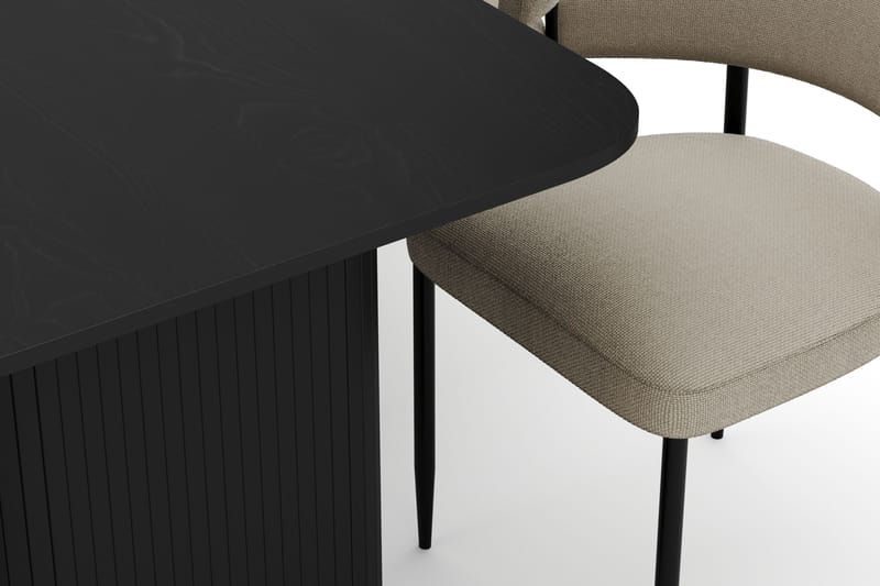 Kopparbo Matbord 160-220 cm Förlängningsbart med 6 Sawako Stolar - Svart - Möbler - Matplats - Matgrupp & matbord med stolar