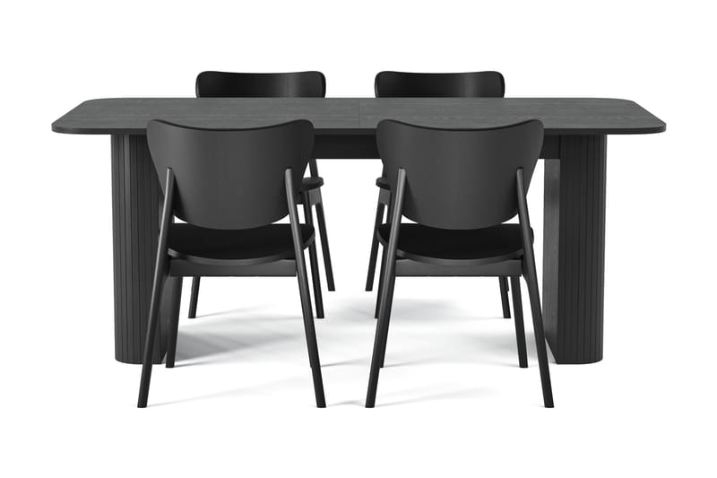 Kopparbo Matbord 160-220 cm Svart med 4 st HULSIG Matstol Svart - Möbler - Matplats - Matgrupp & matbord med stolar