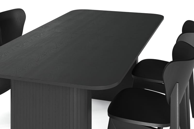 Kopparbo Matbord 160-220 cm Svart med 4 st HULSIG Matstol Svart - Möbler - Matplats - Matgrupp & matbord med stolar