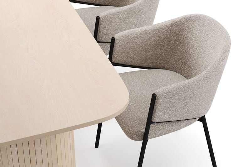 Kopparbo Matbord 160 cm med 4 Filip Matstolar - White / Taupe Bouclé - Möbler - Matplats - Matgrupp & matbord med stolar