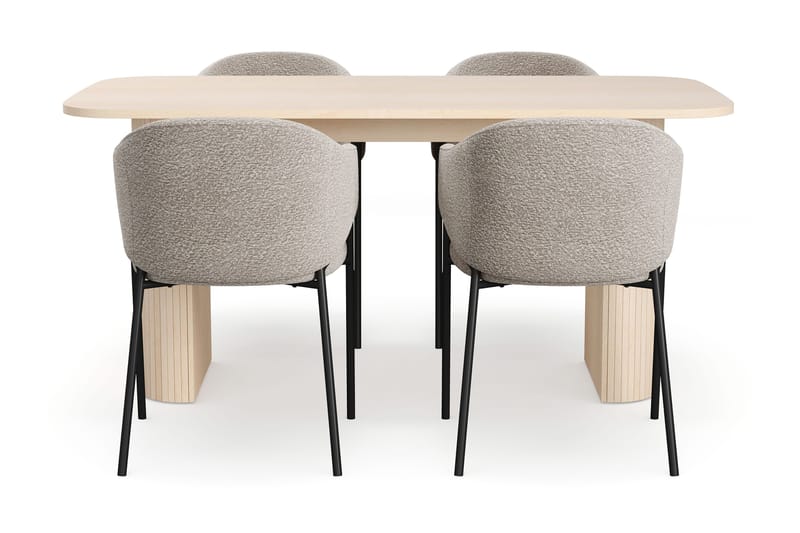 Kopparbo Matbord 160 cm med 4 Filip Matstolar - White / Taupe Bouclé - Möbler - Matplats - Matgrupp & matbord med stolar