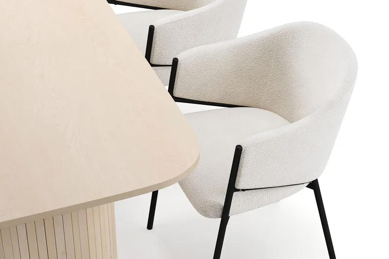Kopparbo Matbord 160 cm med 4 Filip Matstolar - White / Vit Bouclé - Möbler - Matplats - Matgrupp & matbord med stolar