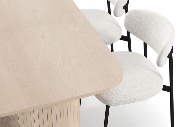 Kopparbo Matbord 160 cm med 4 Lucy Matstolar - White / Vit Bouclé / Metallben Svart - Möbler - Matplats - Matgrupp & matbord med stolar