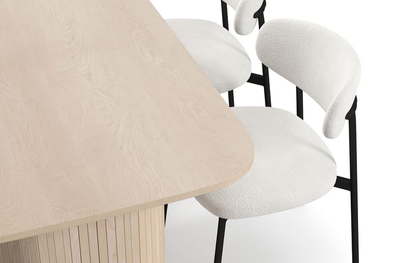 Kopparbo Matbord 160 cm med 4 Lucy Matstolar - White / Vit Bouclé / Metallben Svart - Möbler - Matplats - Matgrupp & matbord med stolar