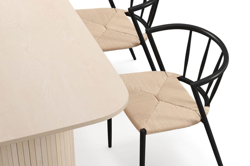 Kopparbo Matbord 160 cm med 4 Winston Matstolar - White / Beige / Metallben Svart - Möbler - Matplats - Matgrupp & matbord med stolar