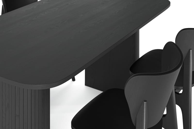 Kopparbo Matbord 160cm med 4 st HULSIG Matstol Svart - Möbler - Matplats - Matgrupp & matbord med stolar