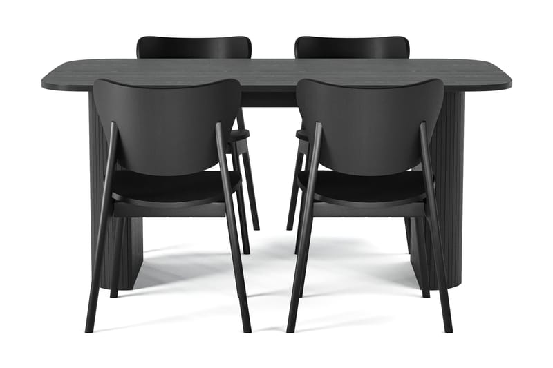 Kopparbo Matbord 160cm med 4 st HULSIG Matstol Svart - Möbler - Matplats - Matgrupp & matbord med stolar