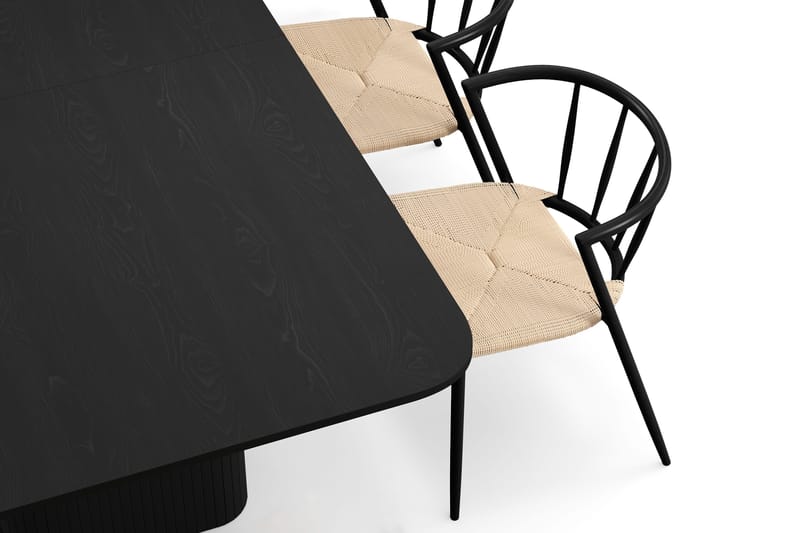 Kopparbo Matbord 180-240 cm Förlängningsbart med 4 Winston Matstolar - Svart / Beige / Metallben Svart - Möbler - Matplats - Matgrupp & matbord med stolar