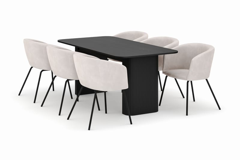 Kopparbo Matbord 180-240 cm Förlängningsbart med 6 Berit Stolar - Svart - Möbler - Matplats - Matgrupp & matbord med stolar