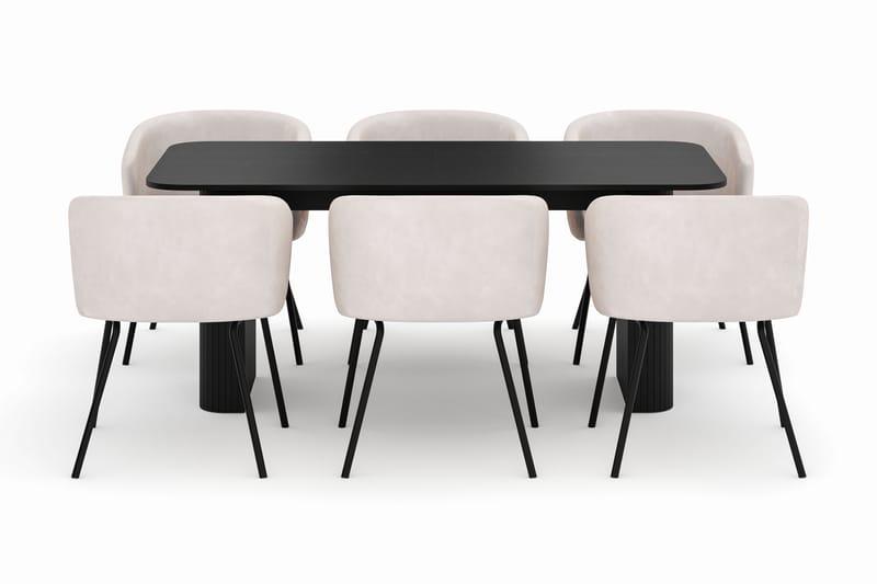 Kopparbo Matbord 180-240 cm Förlängningsbart med 6 Berit Stolar - Svart - Möbler - Matplats - Matgrupp & matbord med stolar