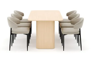 Kopparbo Matbord 180-240 cm Förlängningsbart med 6 Sawako Stolar - Vit - Möbler - Matplats - Matgrupp & matbord med stolar