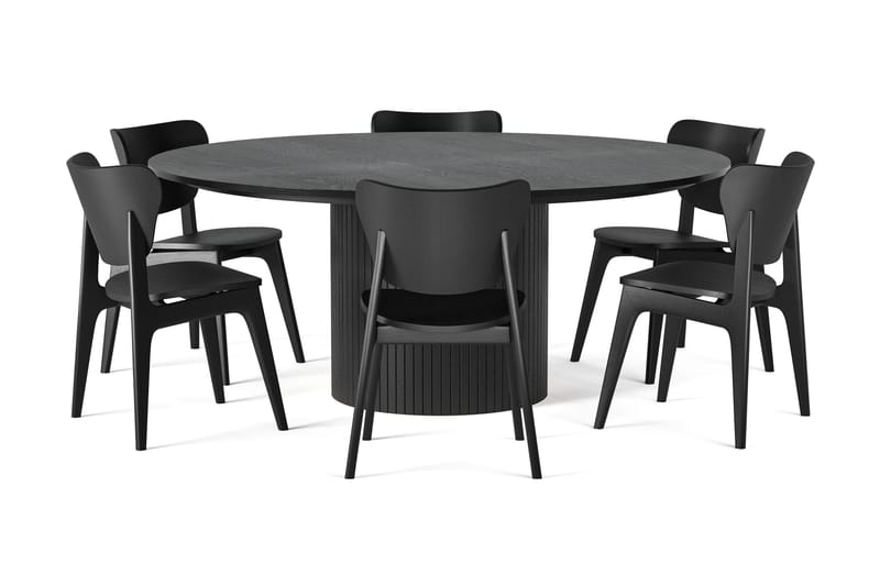 Kopparbo Matbord 180cm med 6 st HULSIG Matstol Svart - Möbler - Matplats - Matgrupp & matbord med stolar