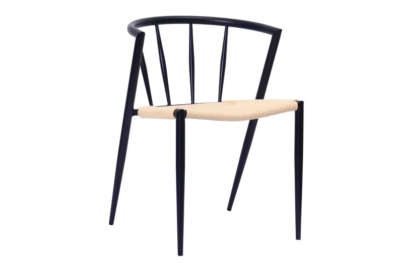 Kopparbo Matbord 200-260 cm Förlängningsbart med 6 Winston Matstolar - Svart / Beige / Metallben Svart - Möbler - Matplats - Matgrupp & matbord med stolar