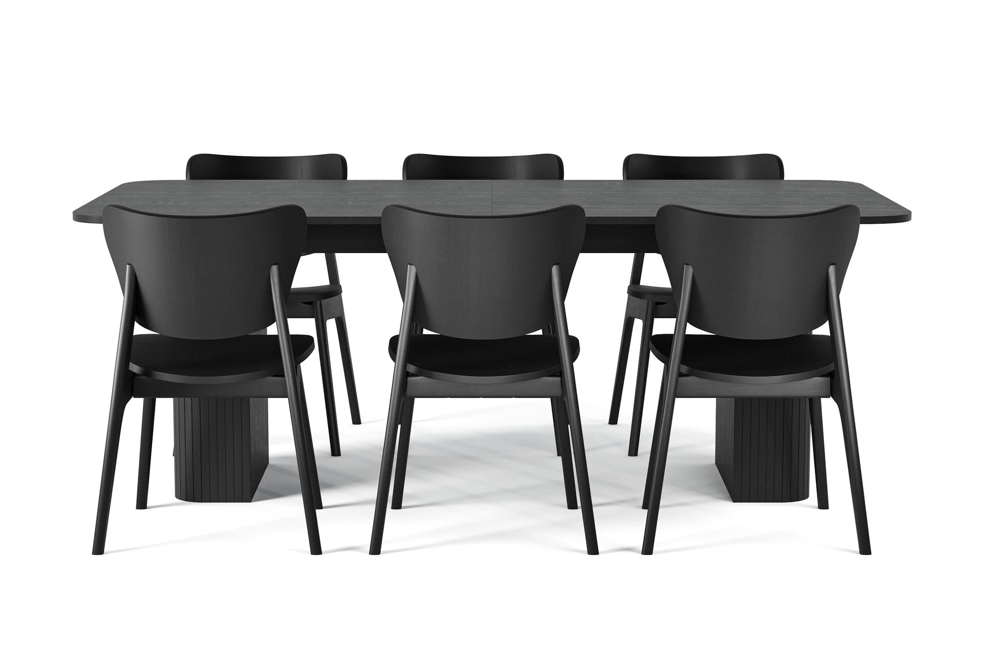 Kopparbo Matbord 200-260 cm Svart med 6 st HULSIG Matstol Svart - Möbler - Matplats - Matgrupp & matbord med stolar