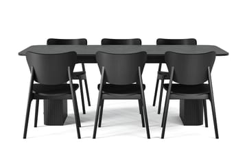 Kopparbo Matbord 200-260 cm Svart med 6 st HULSIG Matstol Svart - Möbler - Matplats - Matgrupp & matbord med stolar