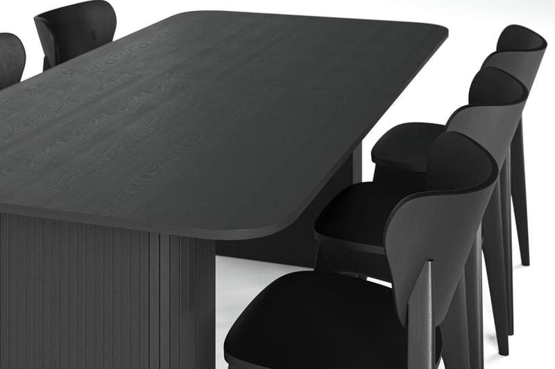 Kopparbo Matbord 200-260 cm Svart med 6 st HULSIG Matstol Svart - Möbler - Matplats - Matgrupp & matbord med stolar