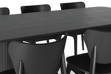 Kopparbo Matbord 200-260 cm Svart med 6 st HULSIG Matstol Svart - Möbler - Matplats - Matgrupp & matbord med stolar