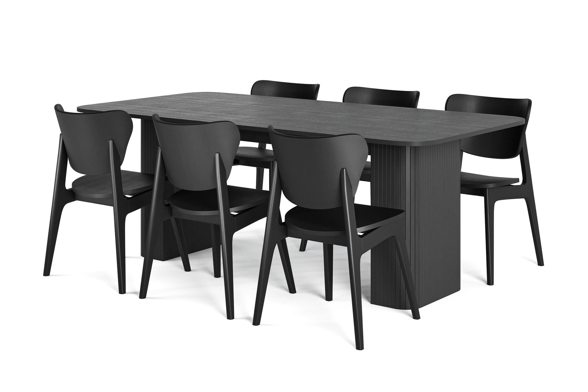 Kopparbo Matbord 200-260 cm Svart med 6 st HULSIG Matstol Svart - Möbler - Matplats - Matgrupp & matbord med stolar