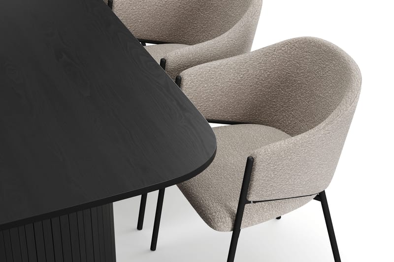 Kopparbo Matbord 200 cm med 6 Filip Matstolar - Svart / Taupe Bouclé - Möbler - Matplats - Matgrupp & matbord med stolar