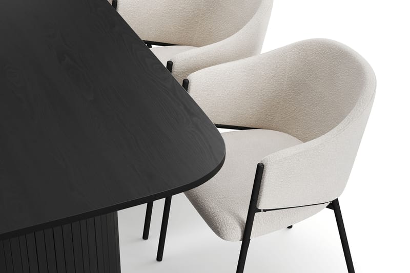 Kopparbo Matbord 200 cm med 6 Filip Matstolar - Svart / Vit Bouclé - Möbler - Matplats - Matgrupp & matbord med stolar