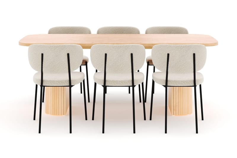 Kopparbo Matbord 200 cm med 6 Gemmiano Stolar - Natur - Möbler - Matplats - Matgrupp & matbord med stolar