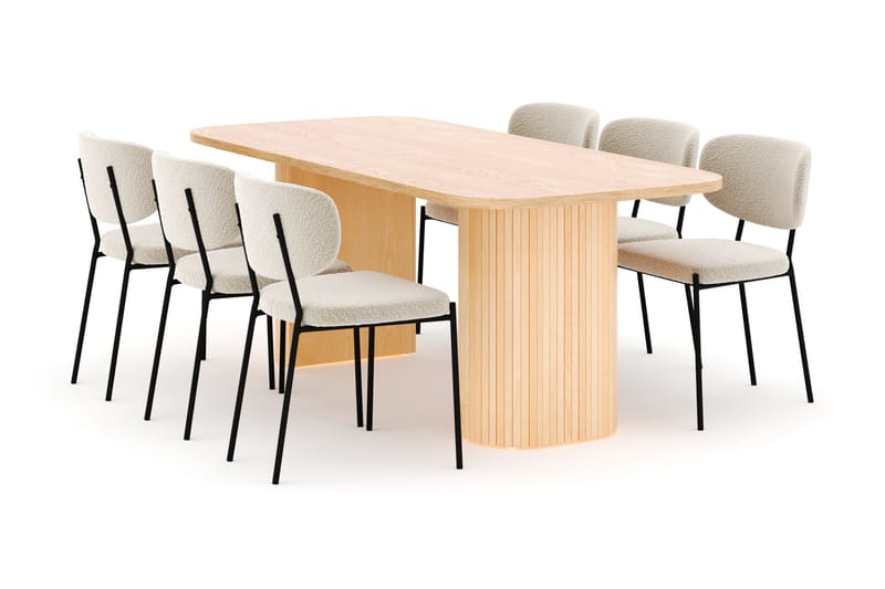 Kopparbo Matbord 200 cm med 6 Gemmiano Stolar - Natur - Möbler - Matplats - Matgrupp & matbord med stolar