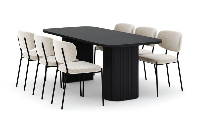 Kopparbo Matbord 200 cm med 6 Gemmiano Stolar - Svart - Möbler - Matplats - Matgrupp & matbord med stolar