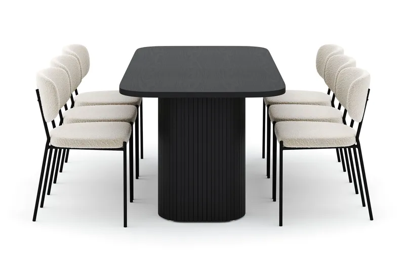 Kopparbo Matbord 200 cm med 6 Gemmiano Stolar - Svart - Möbler - Matplats - Matgrupp & matbord med stolar