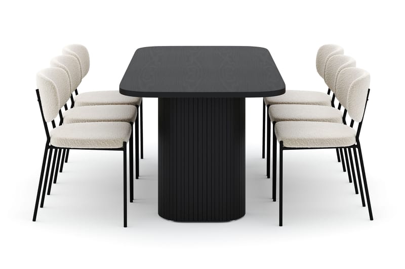 Kopparbo Matbord 200 cm med 6 Gemmiano Stolar - Svart - Möbler - Matplats - Matgrupp & matbord med stolar