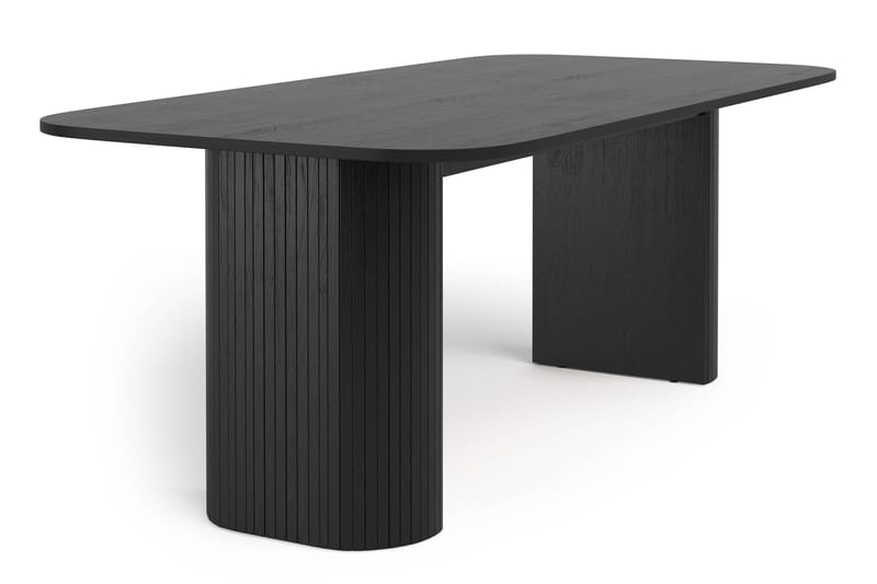 Kopparbo Matbord 200 cm med 6 Katy Matstolar - Svart / Vit Bouclé / Metallben Svart - Möbler - Matplats - Matgrupp & matbord med stolar