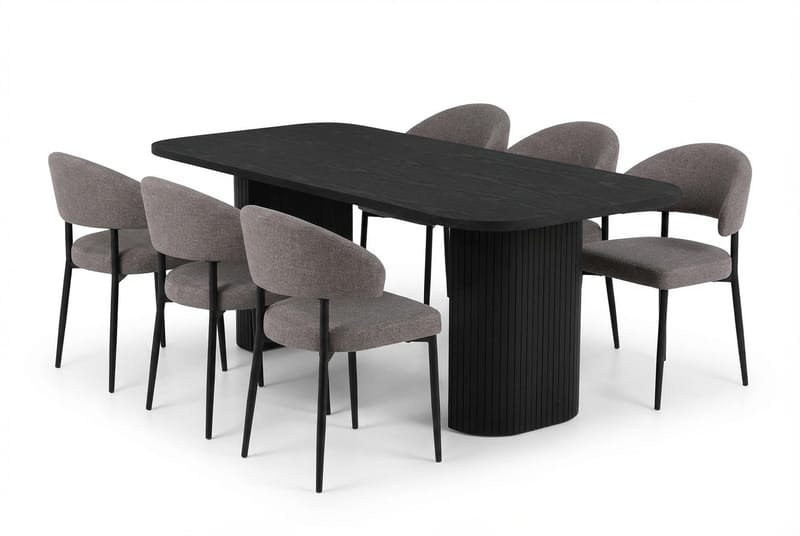 Kopparbo Matbord 200 cm med 6 Sawako Greige Stolar - Möbler - Matplats - Matgrupp & matbord med stolar