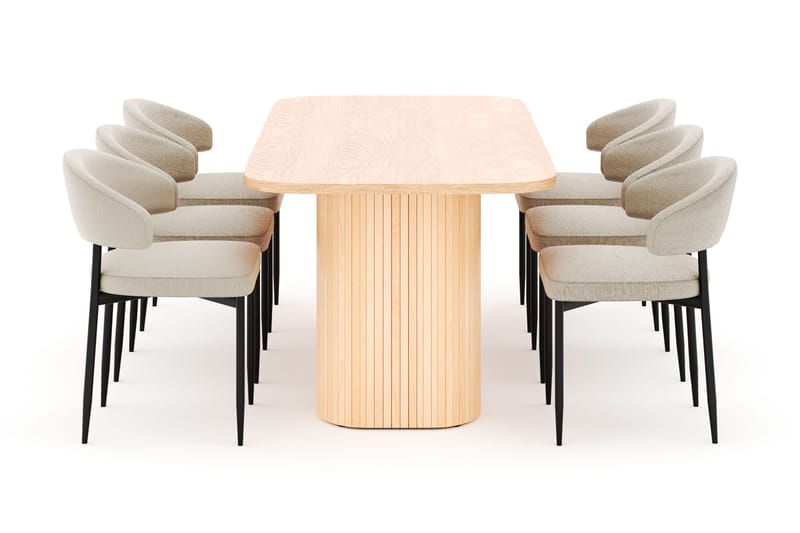 Kopparbo Matbord 200 cm med 6 Sawako Stolar - Natur - Möbler - Matplats - Matgrupp & matbord med stolar