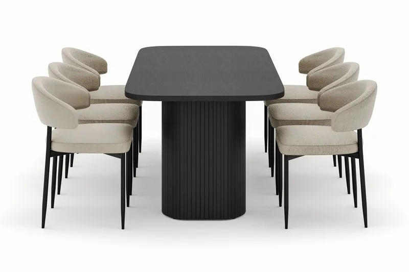 Kopparbo Matbord 200 cm med 6 Sawako Stolar - Svart - Möbler - Matplats - Matgrupp & matbord med stolar