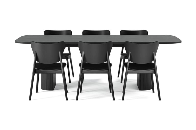 Kopparbo Matbord 240cm med 6 st HULSIG Matstol Svart - Möbler - Matplats - Matgrupp & matbord med stolar