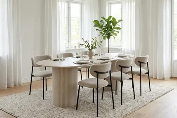 Kopparbo Matbord Oval 180x90 cm Fanér - Vitlaserad ek - Möbler - Matplats - Matbord & köksbord