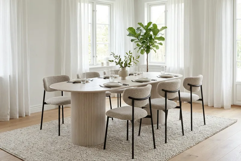 Kopparbo Matbord Oval 180x90 cm Fanér - Vitlaserat - Möbler - Matplats - Matbord & köksbord