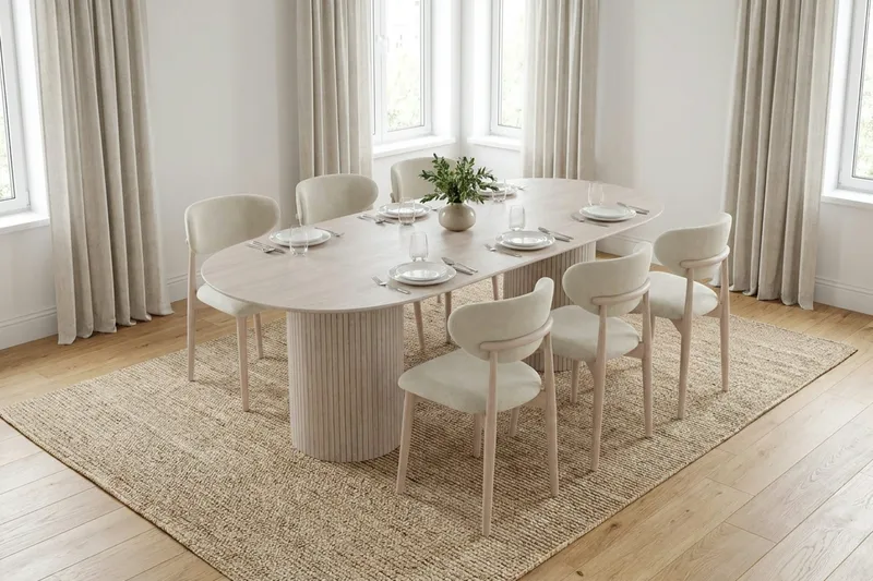 Kopparbo Matbord Oval 220x100 cm Fanér - Vitlaserat - Möbler - Matplats - Matbord & köksbord