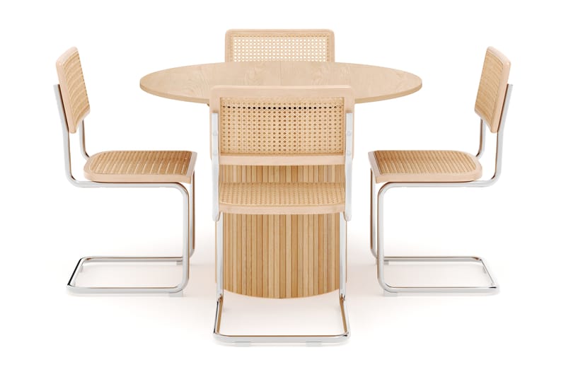 Kopparbo Matbord Runt 106 cm Förlängningsbart med 4 st Build Matstolar - Vit - Möbler - Matplats - Matgrupp & matbord med stolar