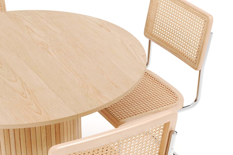 Kopparbo Matbord Runt 106 cm Förlängningsbart med 4 st Build Matstolar - Vit - Möbler - Matplats - Matgrupp & matbord med stolar